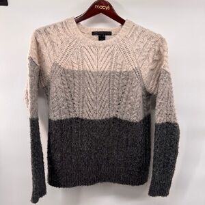 Marc by Marc Jacobs || Connolly Gray Stripe Cable Knit Wool Sweater Large